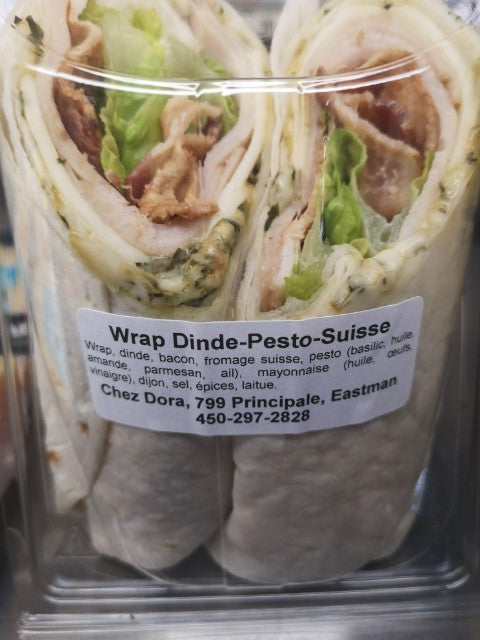 SANDWICH WRAP DINDE + BACON + SUISSE + PESTO MAISON